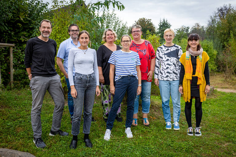 Kollegium Rheinwaldschule 2024, v.l.n.r. Herr Späth , Herr Ludwig, Frau Brenner, Frau Wagner, Frau Knipping, Frau Fitterer, Frau Vögele, Frau Kassel 